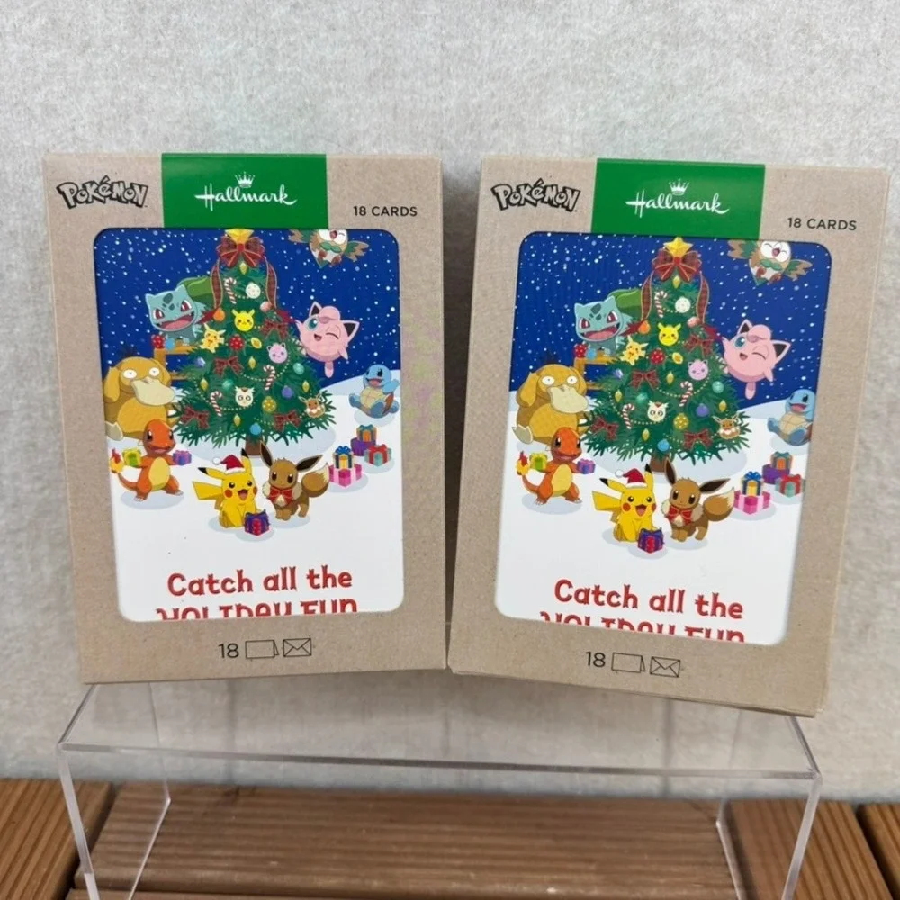 Pokemon Christmas Holiday 18 Cards with Envelopes 2 boxes Pikachu Eevee